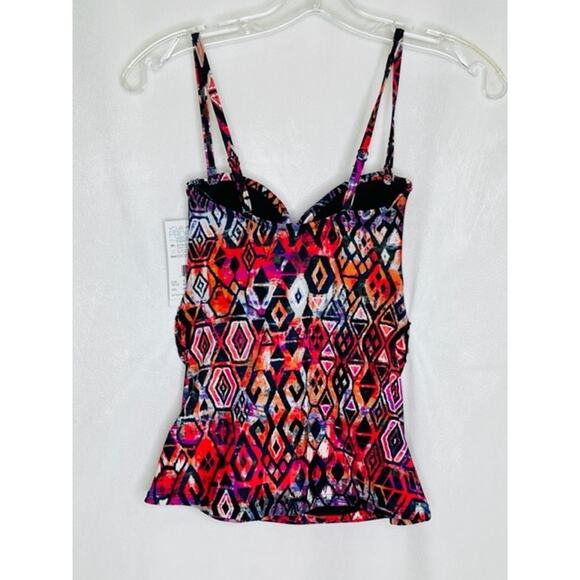 Gottex Profile multi/pink tankini swim suit top women's size 6 - NWT - Picture 3 of 6